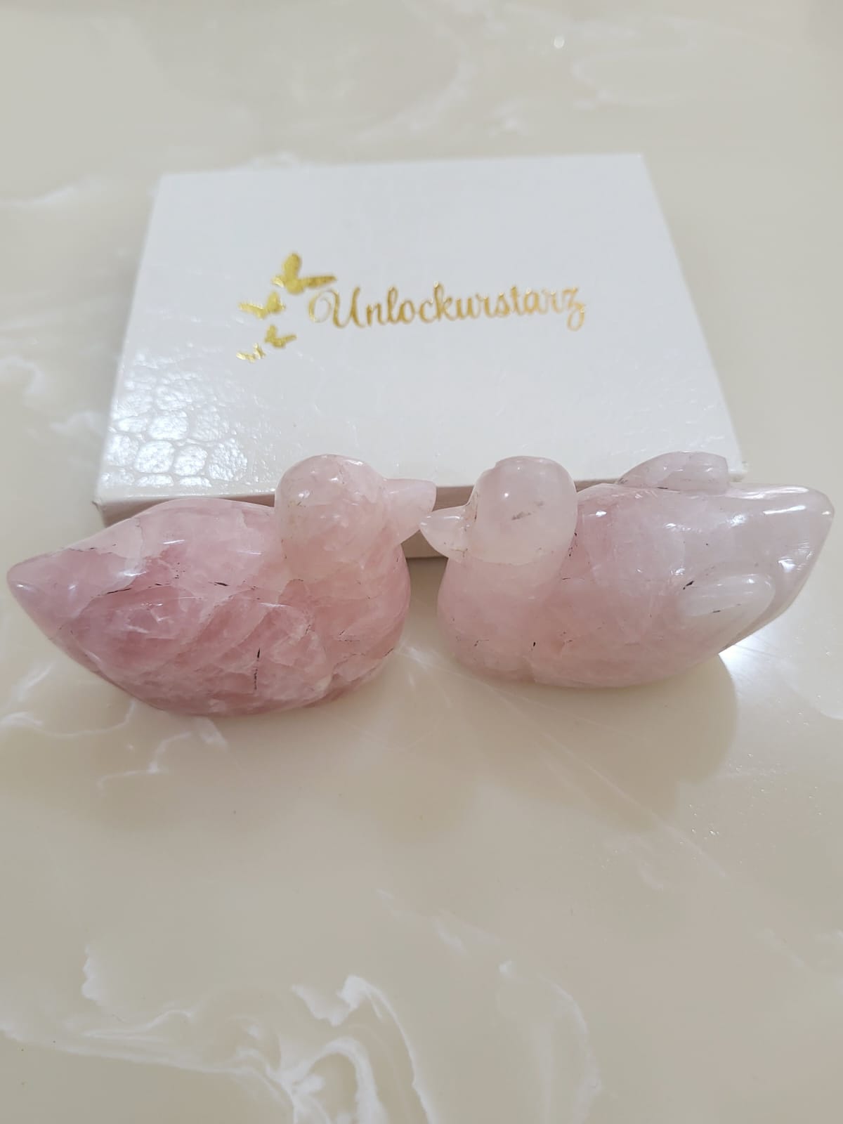 Rose Quartz Mandarin Ducks