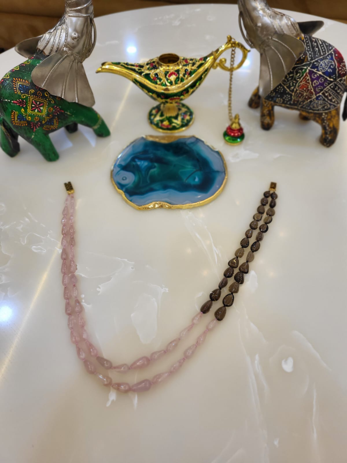 Rose Quartz and Smoky Quartz Necklace